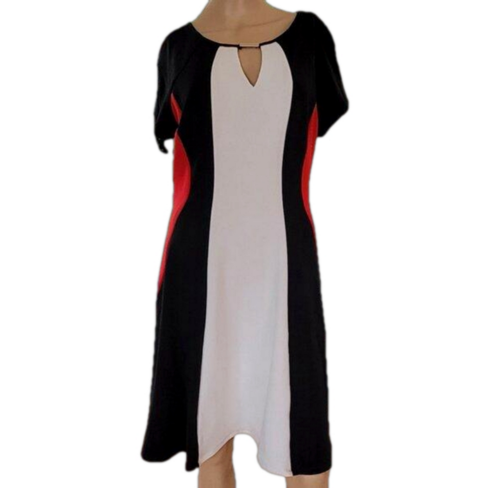 Studio One New York Dress Colorblock Sz 10 Retro Party keyhole Shift knee length